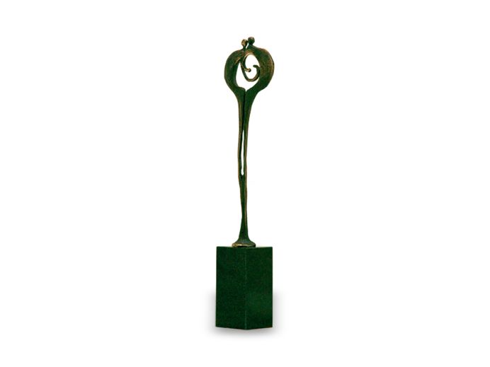 Bronze mini urn mensen groen foto 1