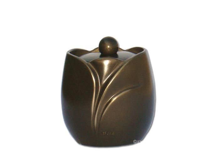 Bronzen mini urn in bloemvorm foto 1