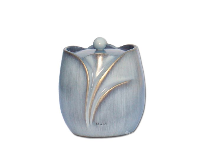 Bronzen mini urn met blauwe patinalaag foto 1