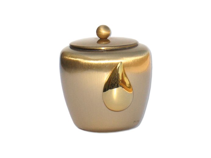 Bronzen mini urn met druppel foto 1
