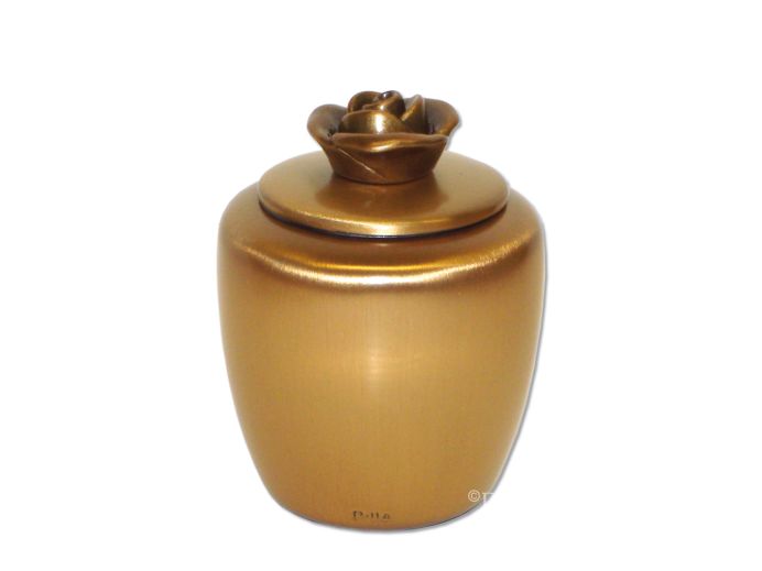 Bronzen mini urn met roosje foto 1