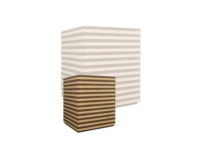 Gestreepte mini urn van hout foto 1