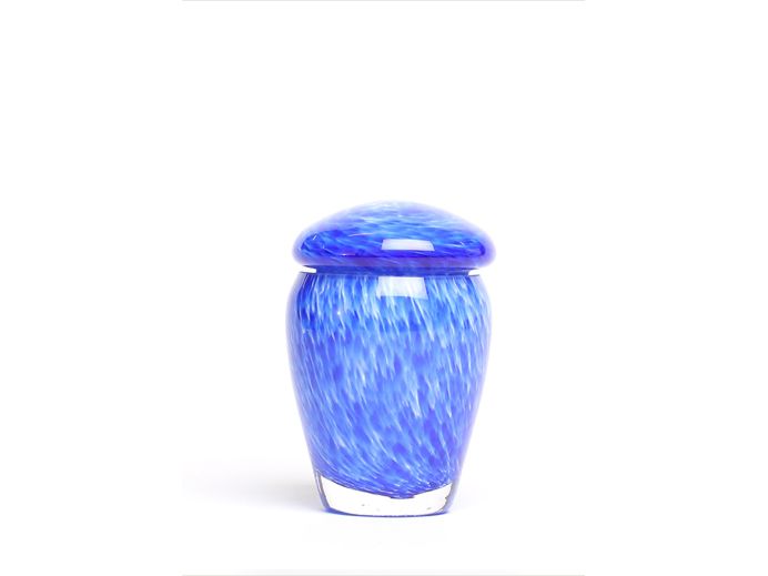 Glazen mini urn blauw foto 1