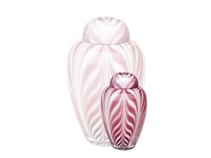 Glazen mini urn in roze en wit foto 1