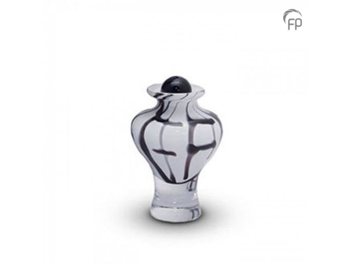 Glazen mini urn in wit en zwart foto 1