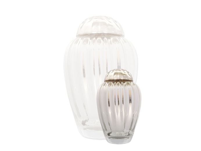 Glazen mini urn met witte strepen foto 1