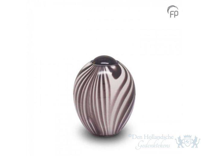 Glazen mini urn zwart wit ovaalvormig foto 1