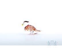Glazen vogel spikkels met kuifje rood foto 1