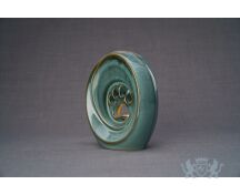 Keramische dierenurn met poot - Oil Green melange foto 1