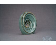 Keramische dierenurn met poot - Oil Green melange foto 1
