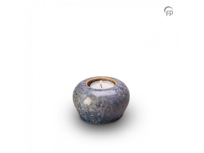 Keramische kaarsenhouder mini urn blauw kristal foto 1