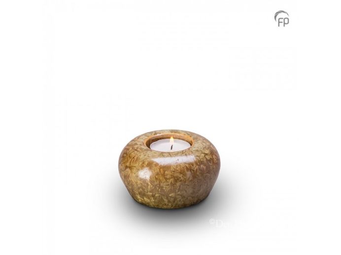 Keramische kaarsenhouder mini urn bruin kristal foto 1