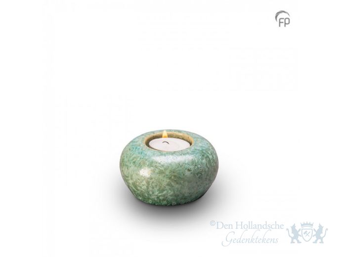 Keramische kaarsenhouder mini urn groen kristal foto 1