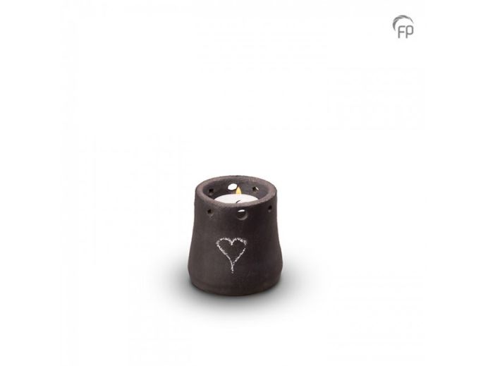 Keramische kaarsenhouder mini urn zwart schoolkrijt foto 1