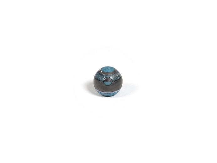 Keramische mini urn blauw bol met decoratie 0.1L foto 1