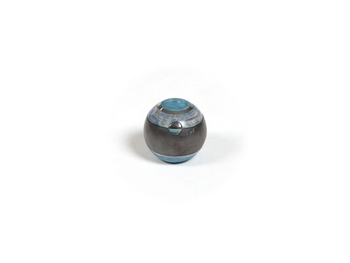 Keramische mini urn blauw bol met decoratie 0.25L foto 1