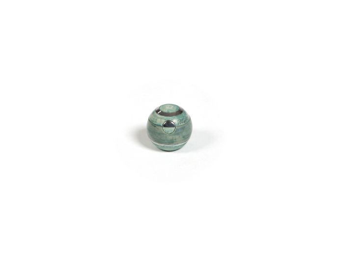 Keramische mini urn groen bol met decoratie 0.1L foto 1
