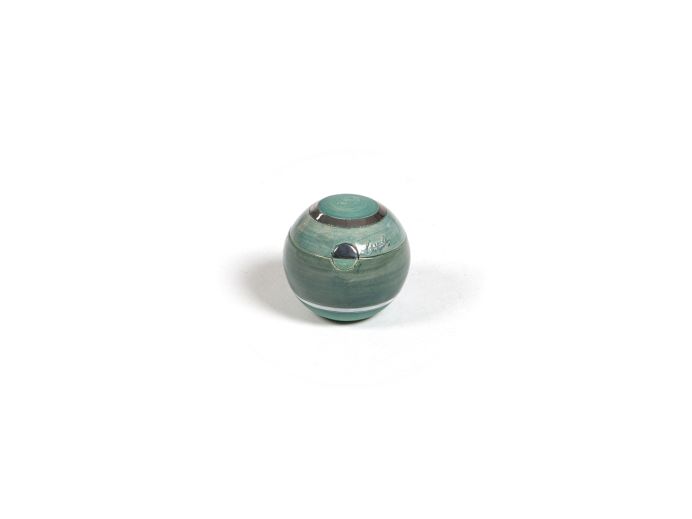 Keramische mini urn groen bol met decoratie 0.25L foto 1