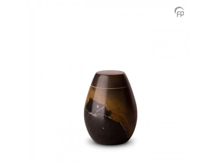 Marmeren mini urn natuurlijk zwart bruin foto 1