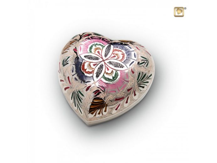 Messing keepsake hart met bloemdecoratie foto 1