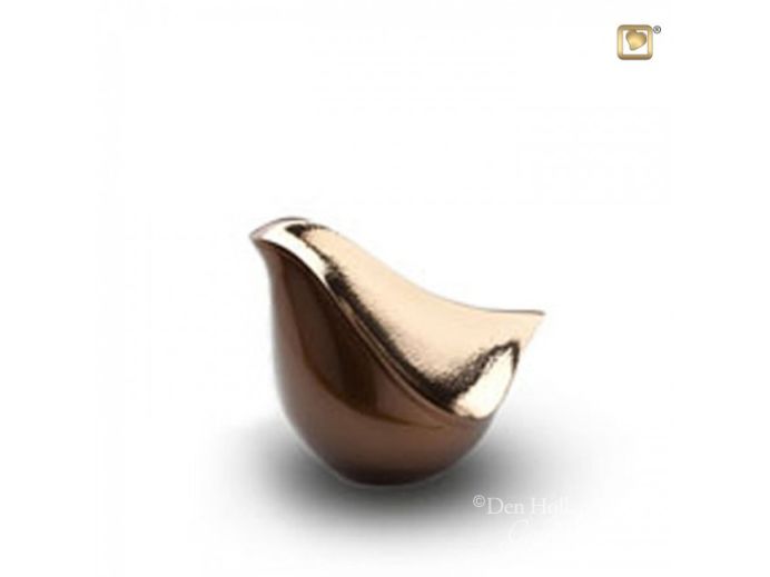 Messing mini urn vogel goud bruin foto 1