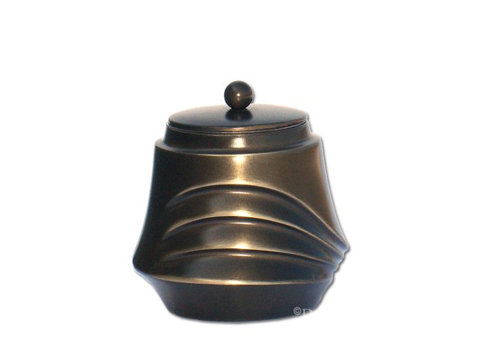 Mini urn van brons met decoratie foto 1