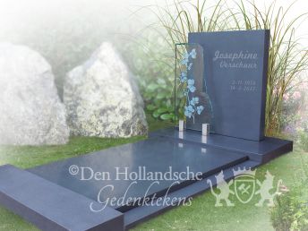 Modern grafmonument met glas