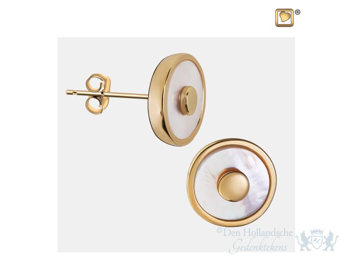 Mother of Pearl Stud Earrings Pol Gold Vermeil foto 1