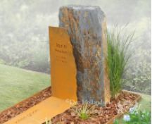 Natuurlijke grafsteen met cortenstalen rand foto 2