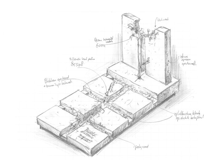 Schets exclusief monument met bronzen boom foto 1