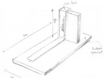 Schets grafmonument met RVS strook