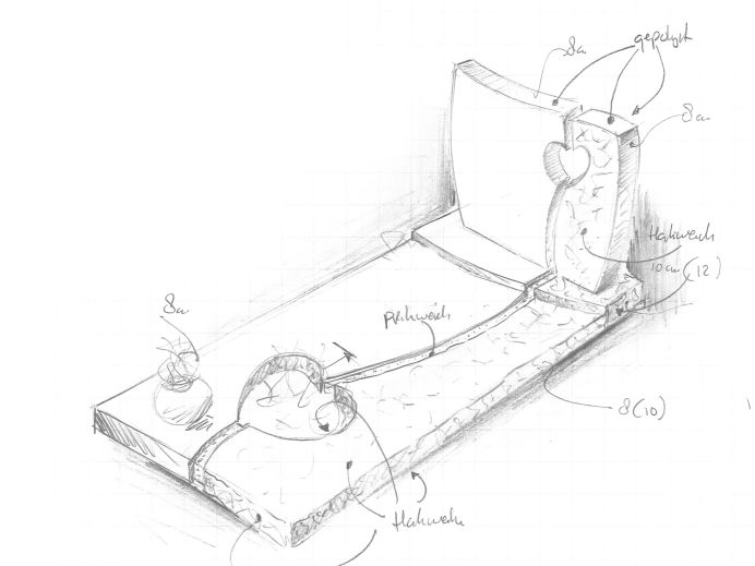 Schets grafmonument ruw en gepolijst foto 1