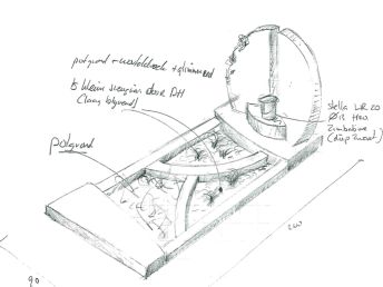 Schets grafsteen met gehakte rozen