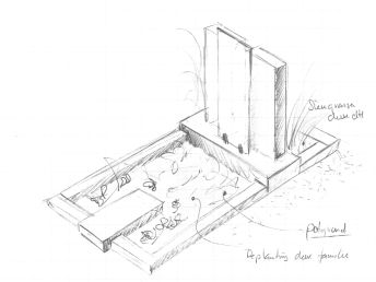 Schets grafsteen met glasplaat