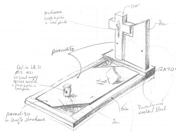 Schets grafsteen met klassiek kruis foto 1