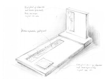 Schets grafsteen met twee RVS platen