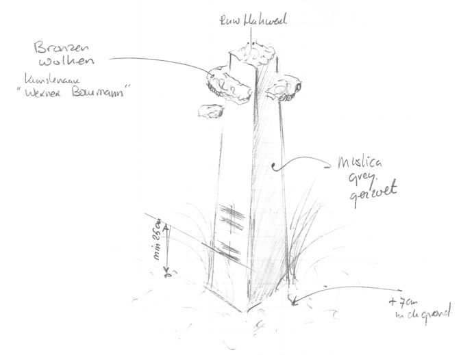 Schets grafzuil met decoraties foto 1