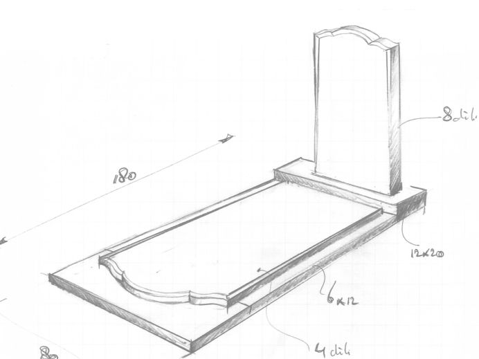 Schets klassiek grafmonument  foto 1