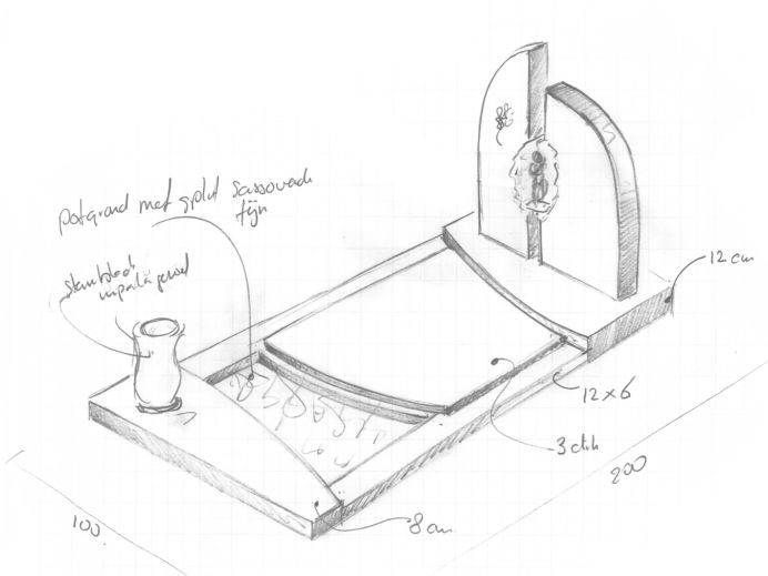 Schets modern grafmonument foto 1