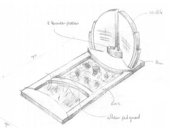 Schets moderne grafsteen met bloemsparingen