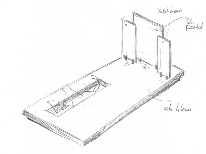 Schetsontwerp grafsteen met drie glasplaten foto 1