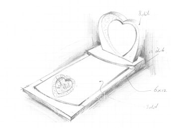 Schetsontwerp grafsteen met harten