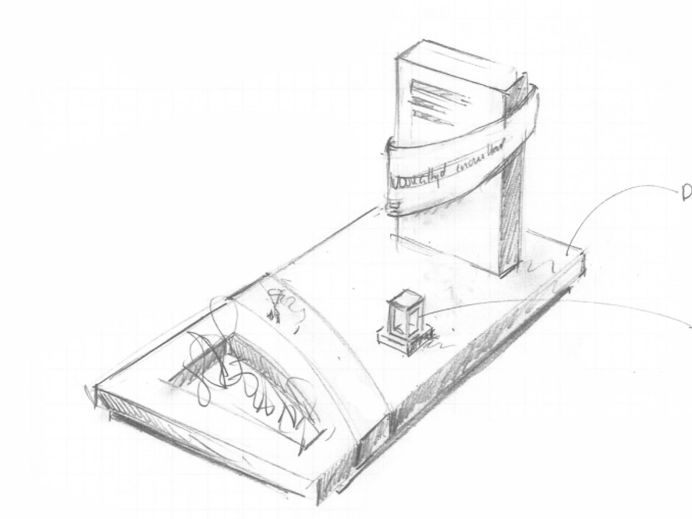 Schetsontwerp moderne grafsteen met RVS band foto 1