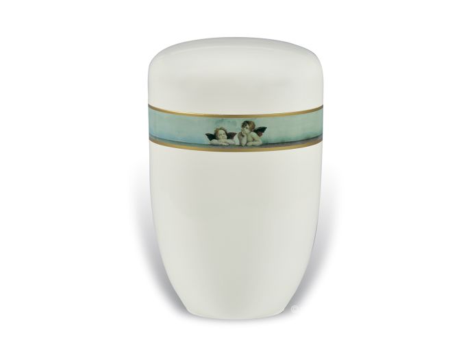 Aluminium urn met engeltjes foto 1
