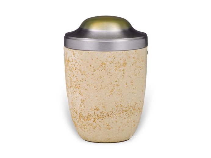 Beige aluminium urn met zilverkleurige deksel foto 1