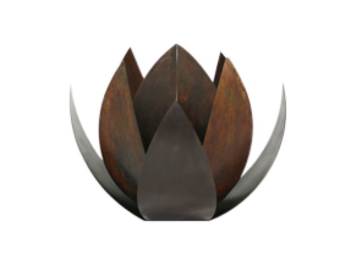 Bruin gepatineerde 'lotus' urn van brons foto 1