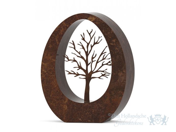 Bruin gepatineerde bronzen urn Boom foto 1
