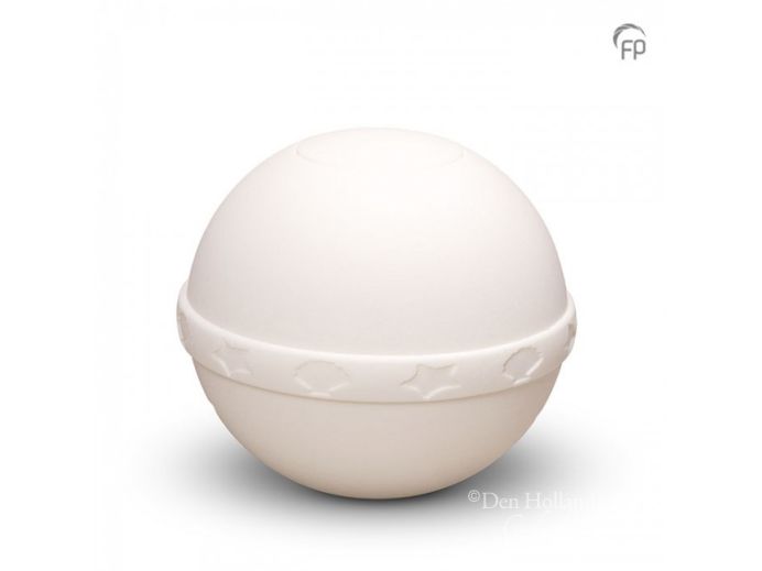 Crème-witte urn met zeedier decoratie foto 1