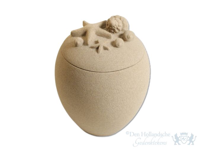 Eco urn met schelpendecoratie foto 1