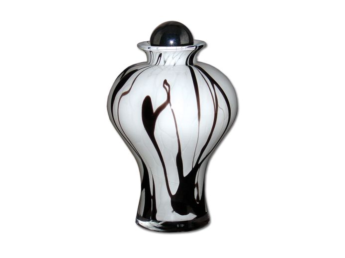 Glazen urn zwart en wit foto 1